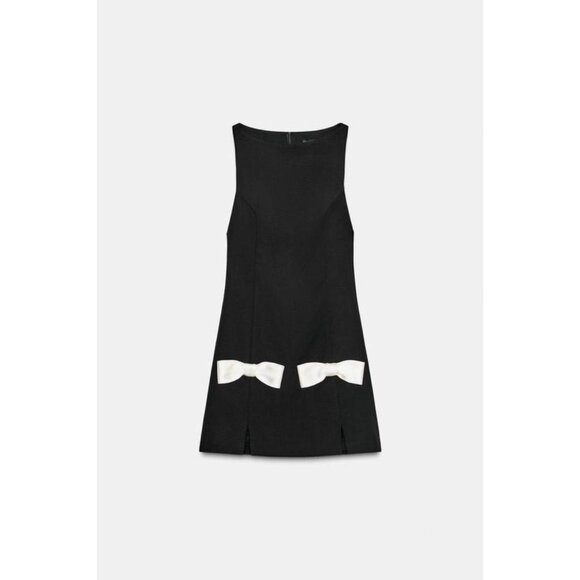 ZARA CONTRAST BOW MINI DRESS - Picture 4 of 6